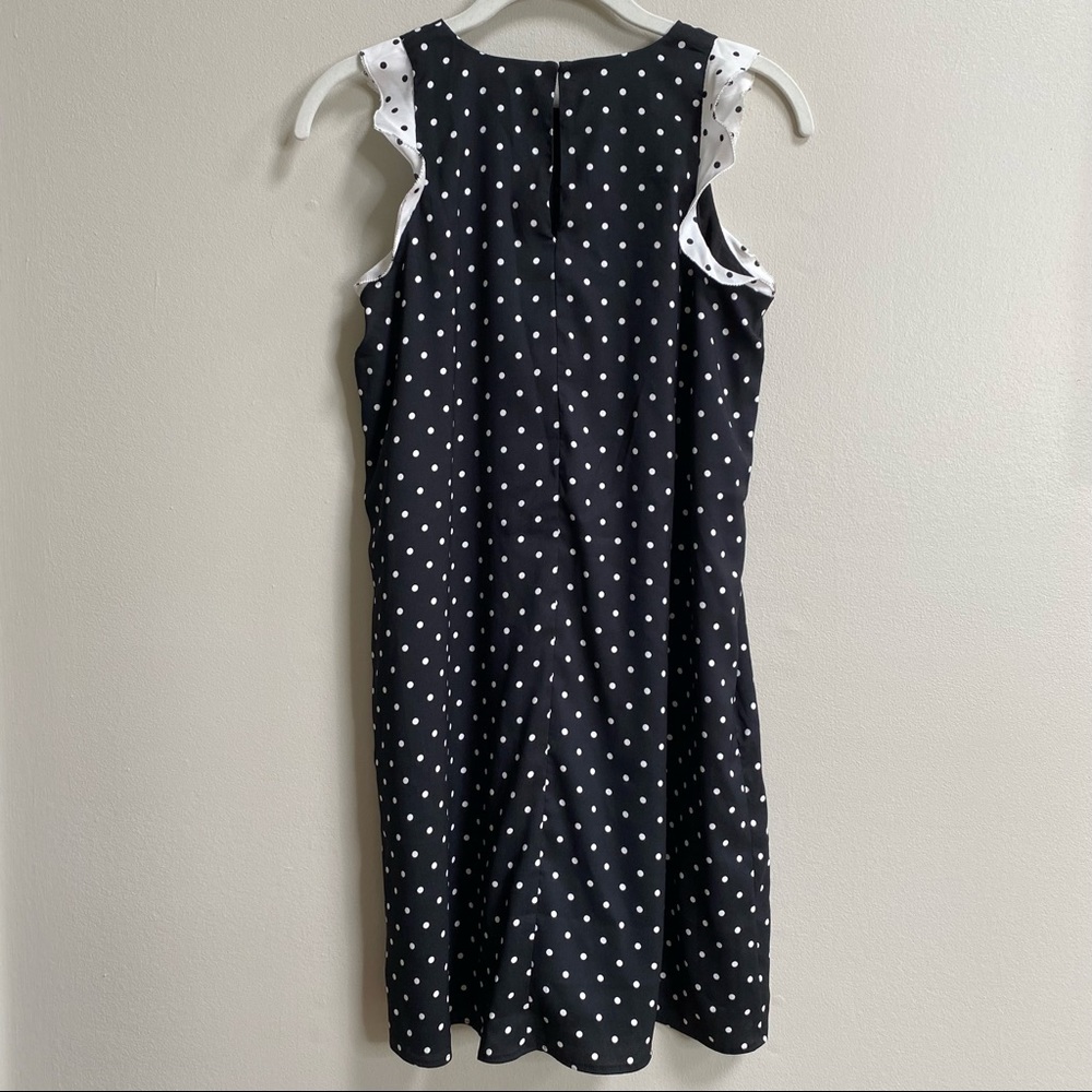 Ann Taylor Black Polka Dot Ruffle Shift Dress Size Small Petite - Picture 10 of 16